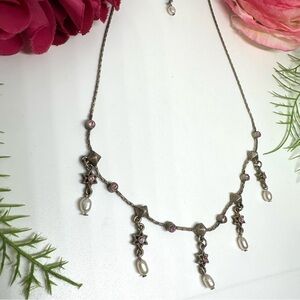 Vintage⚜️Y2K Freshwater Pearl & Crystal Necklace